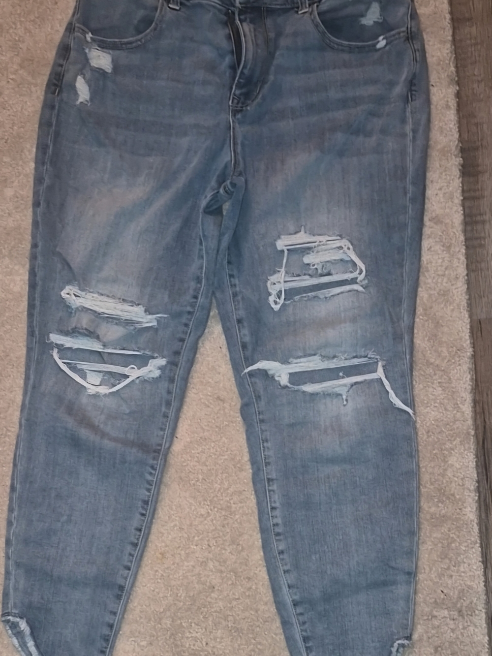 Maurices Ripped Boyfriend Jeans - Light Blue Denim